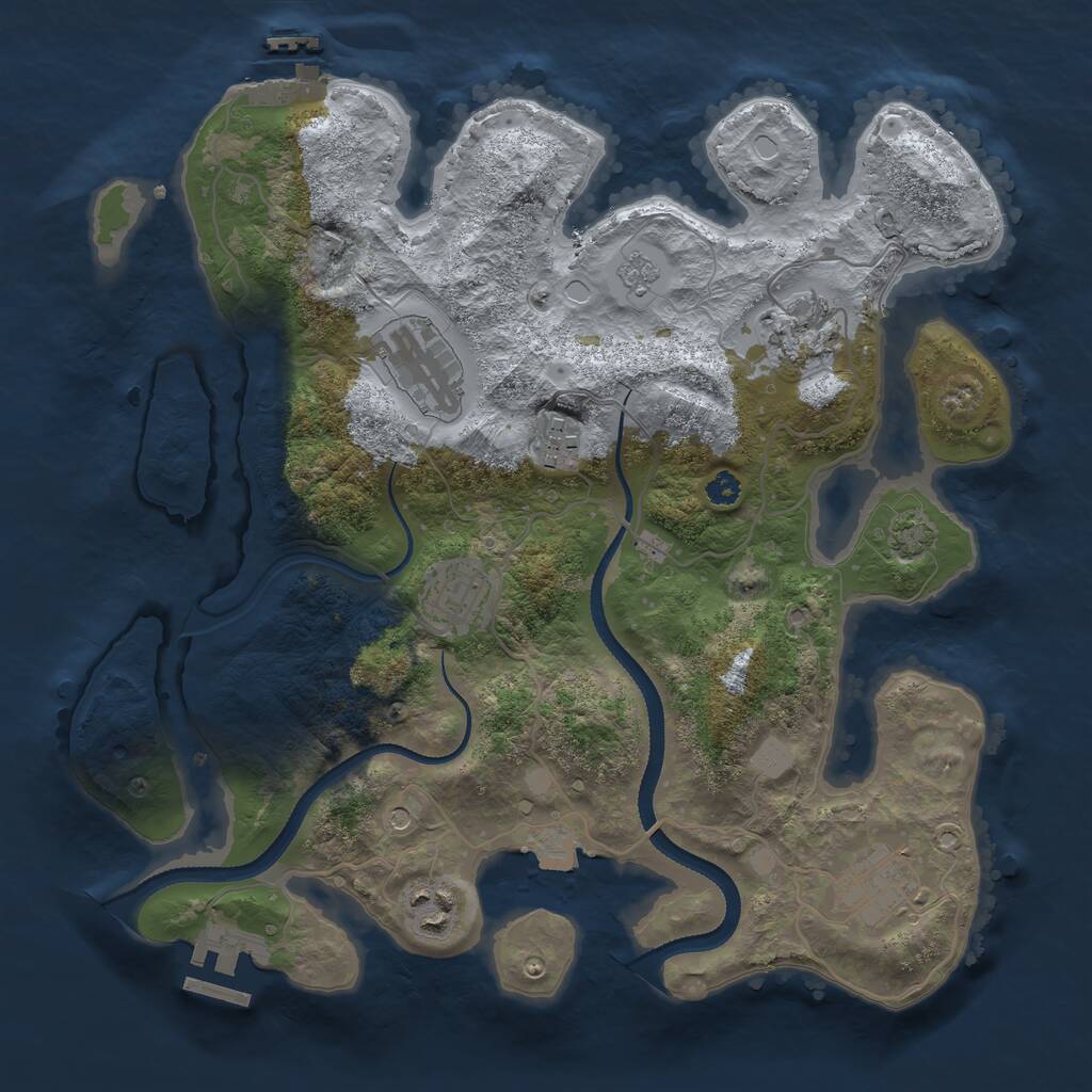 Rust Map: Procedural Map, Size: 3250, Seed: 1235983189, 12 Monuments