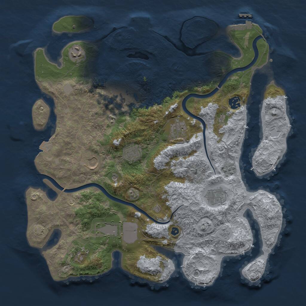 Rust Map: Procedural Map, Size: 3800, Seed: 462639, 16 Monuments