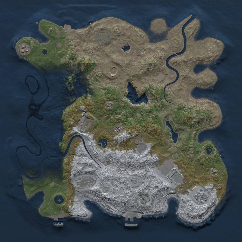 Rust Map: Procedural Map, Size: 4000, Seed: 6725, 16 Monuments