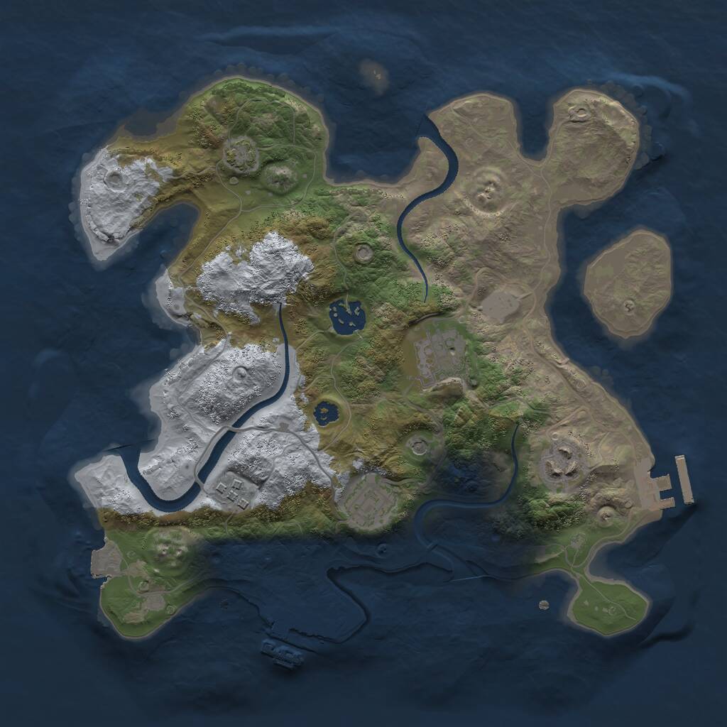 Rust Map: Procedural Map, Size: 3000, Seed: 748252, 10 Monuments
