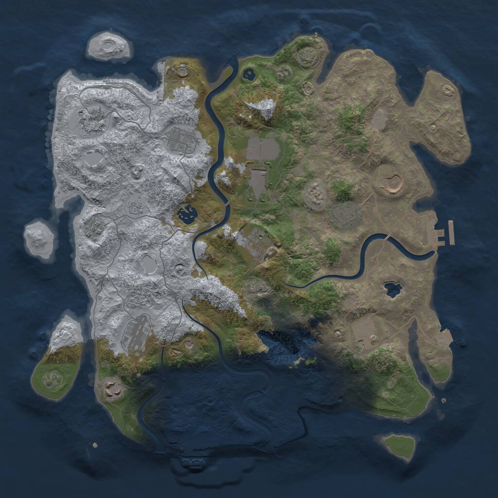 Rust Map: Procedural Map, Size: 4000, Seed: 2013185776, 17 Monuments