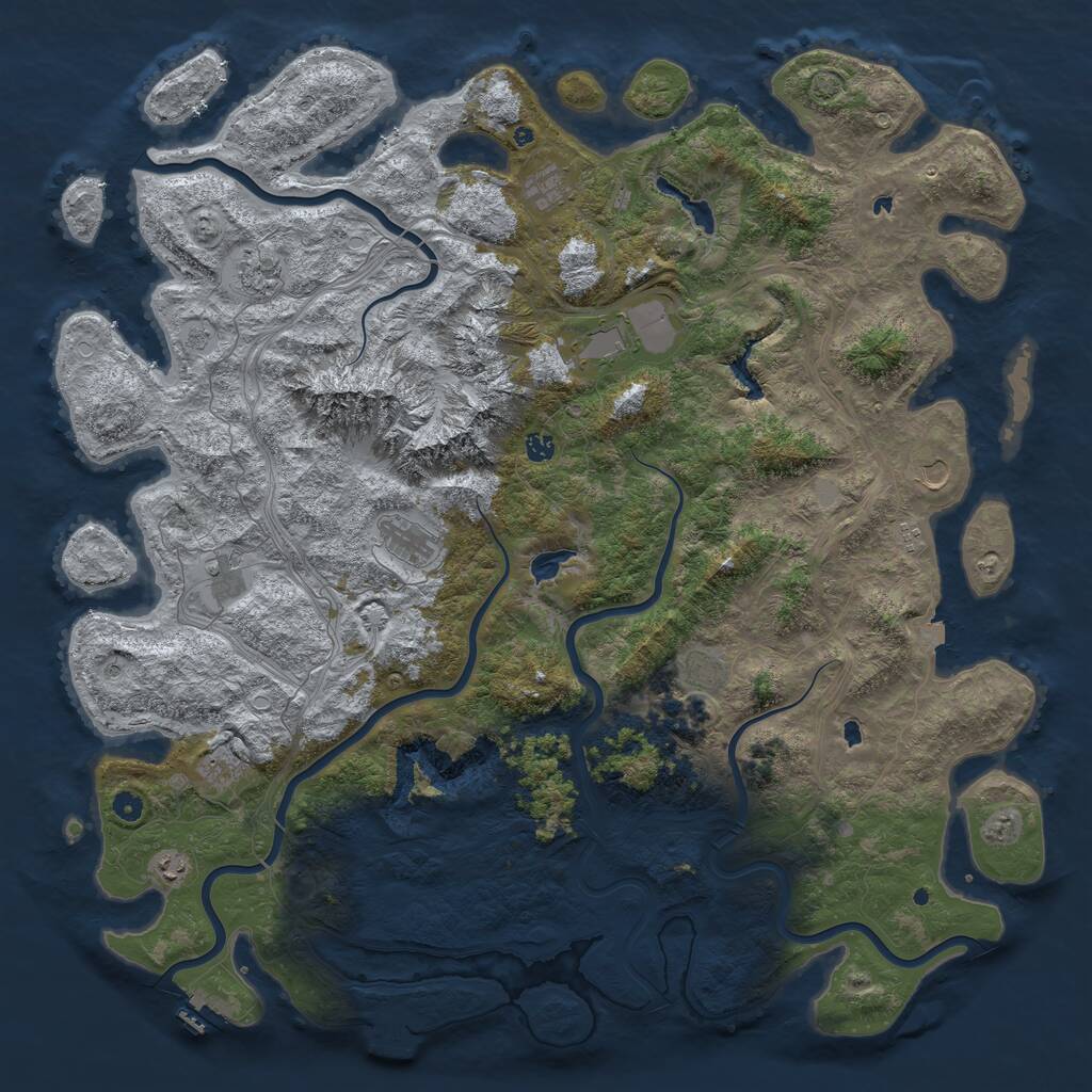 Rust Map: Procedural Map, Size: 5500, Seed: 76679023, 17 Monuments