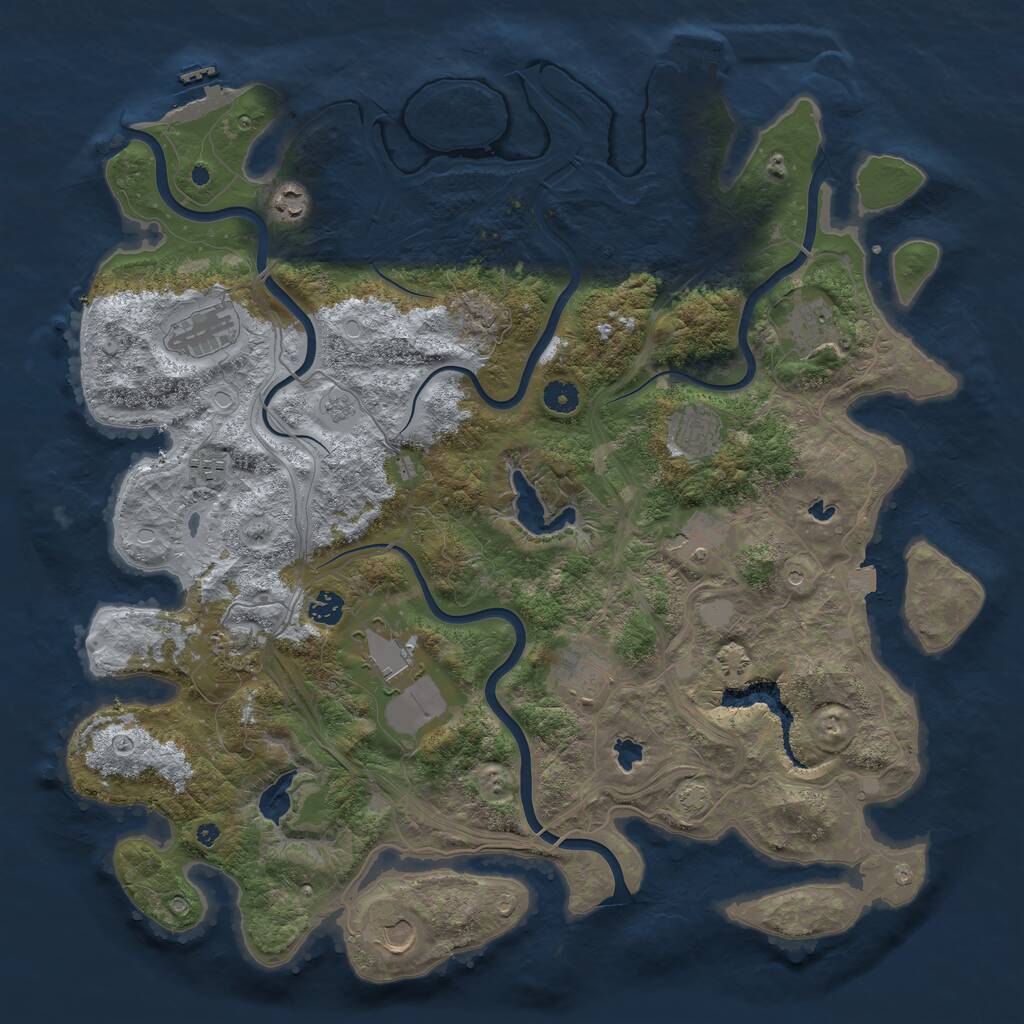 Rust Map: Procedural Map, Size: 4500, Seed: 827390073, 17 Monuments