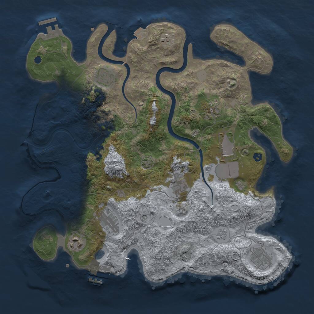 Rust Map: Procedural Map, Size: 3500, Seed: 91654752, 14 Monuments