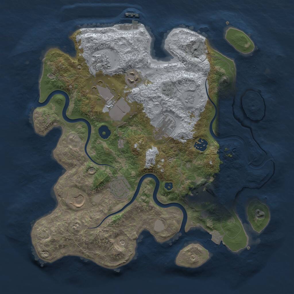Rust Map: Procedural Map, Size: 3500, Seed: 1120070606, 14 Monuments