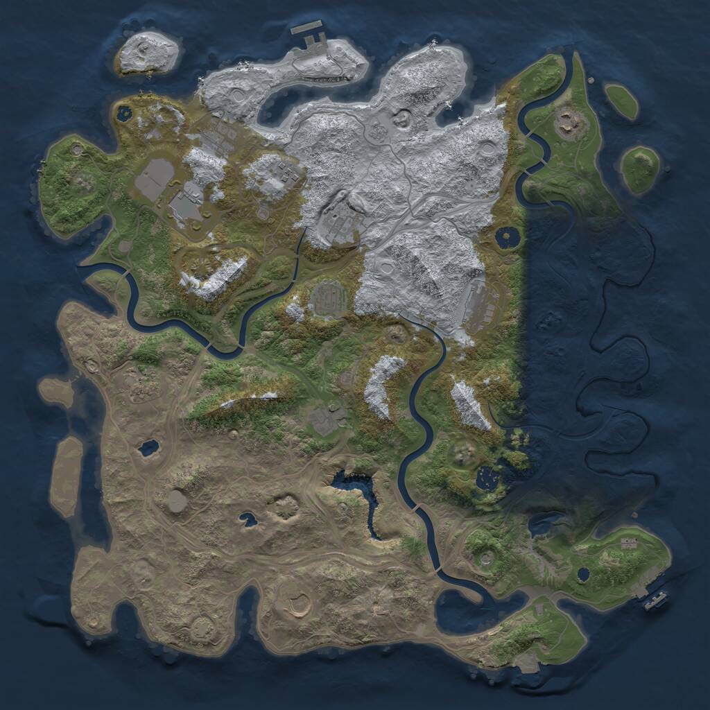 Rust Map: Procedural Map, Size: 4500, Seed: 995523042, 17 Monuments