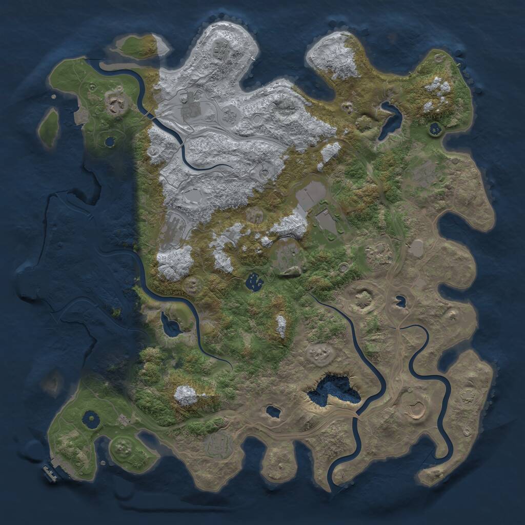 Rust Map: Procedural Map, Size: 4500, Seed: 1123147988, 17 Monuments