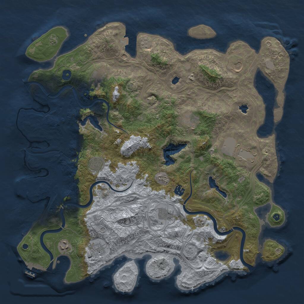Rust Map: Procedural Map, Size: 4500, Seed: 1227615441, 16 Monuments