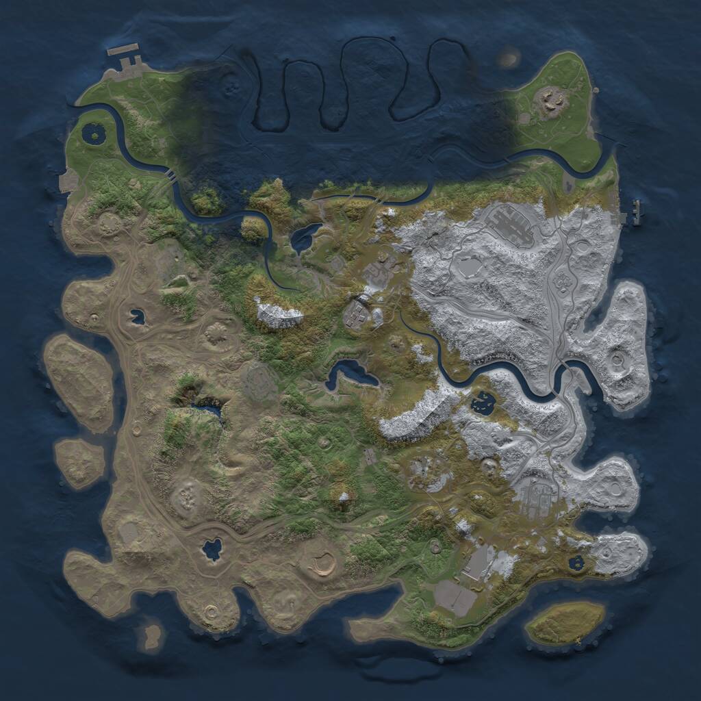 Rust Map: Procedural Map, Size: 4500, Seed: 1780937989, 17 Monuments