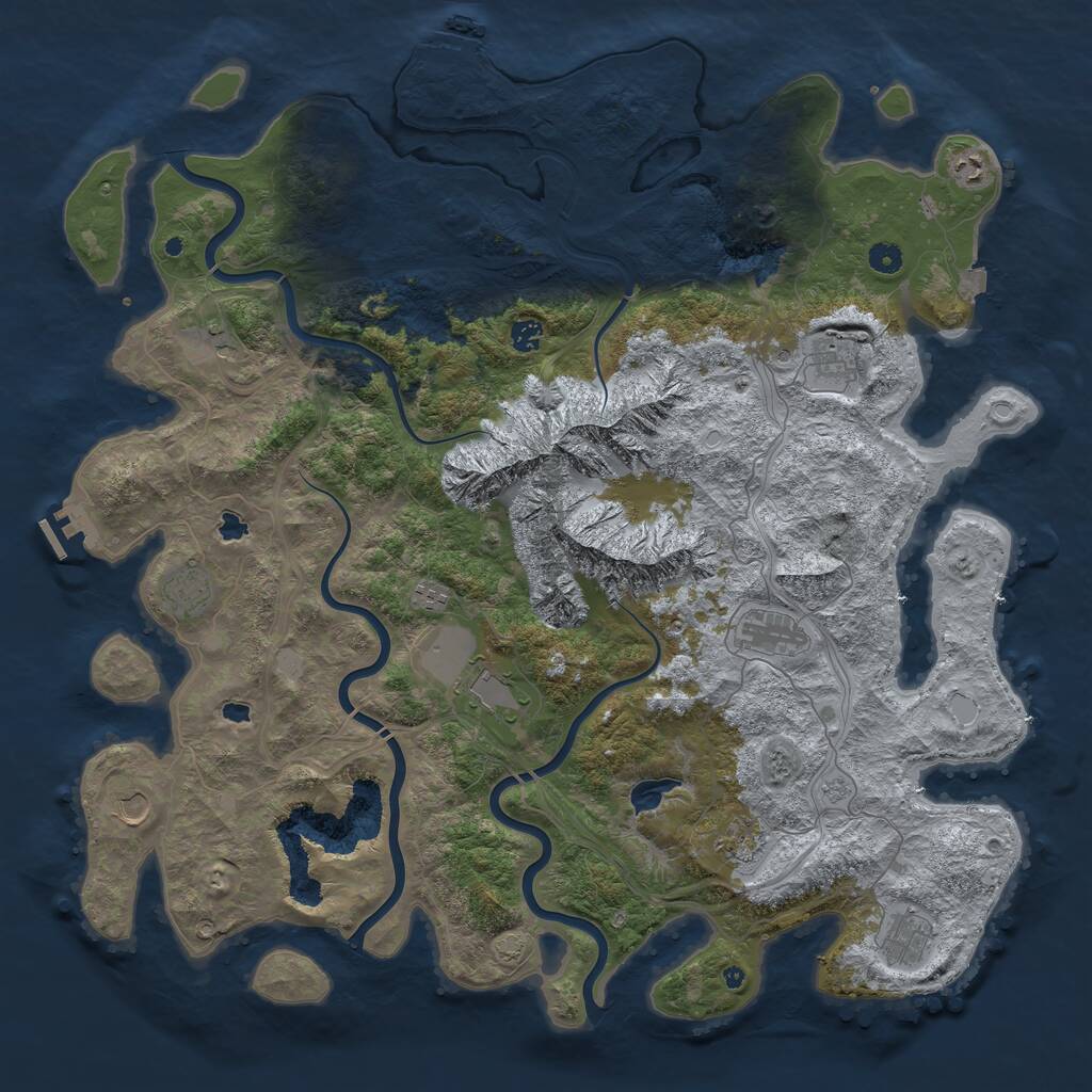 Rust Map: Procedural Map, Size: 5000, Seed: 2146842204, 17 Monuments