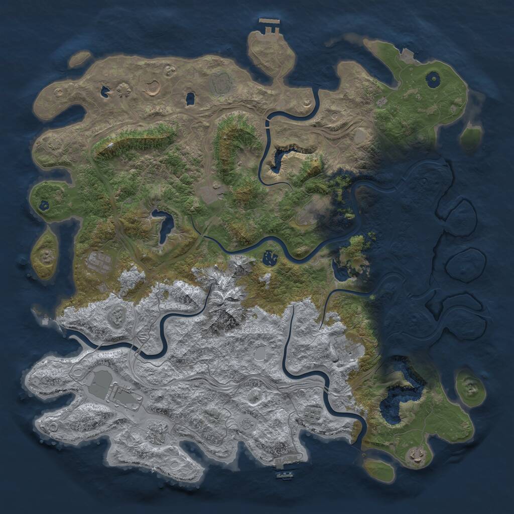 Rust Map: Procedural Map, Size: 5000, Seed: 22354, 17 Monuments