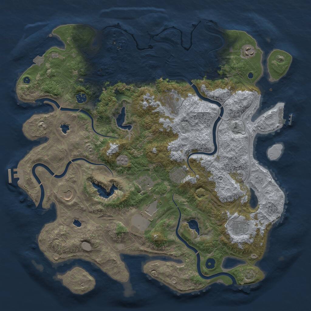 Rust Map: Procedural Map, Size: 4500, Seed: 1121842474, 15 Monuments