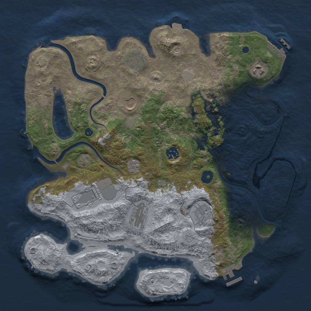 Rust Map: Procedural Map, Size: 3750, Seed: 980719053, 14 Monuments