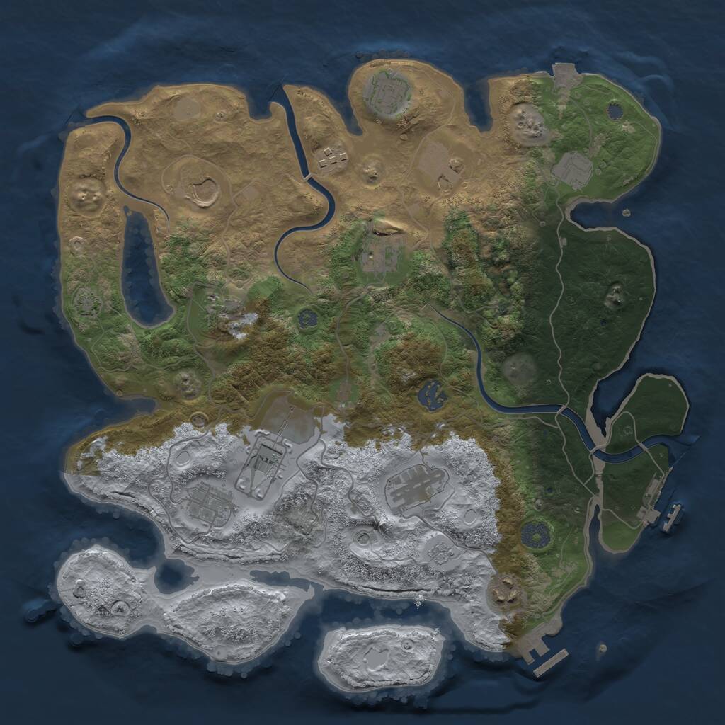 Rust Map: Procedural Map, Size: 3750, Seed: 980719053, 19 Monuments