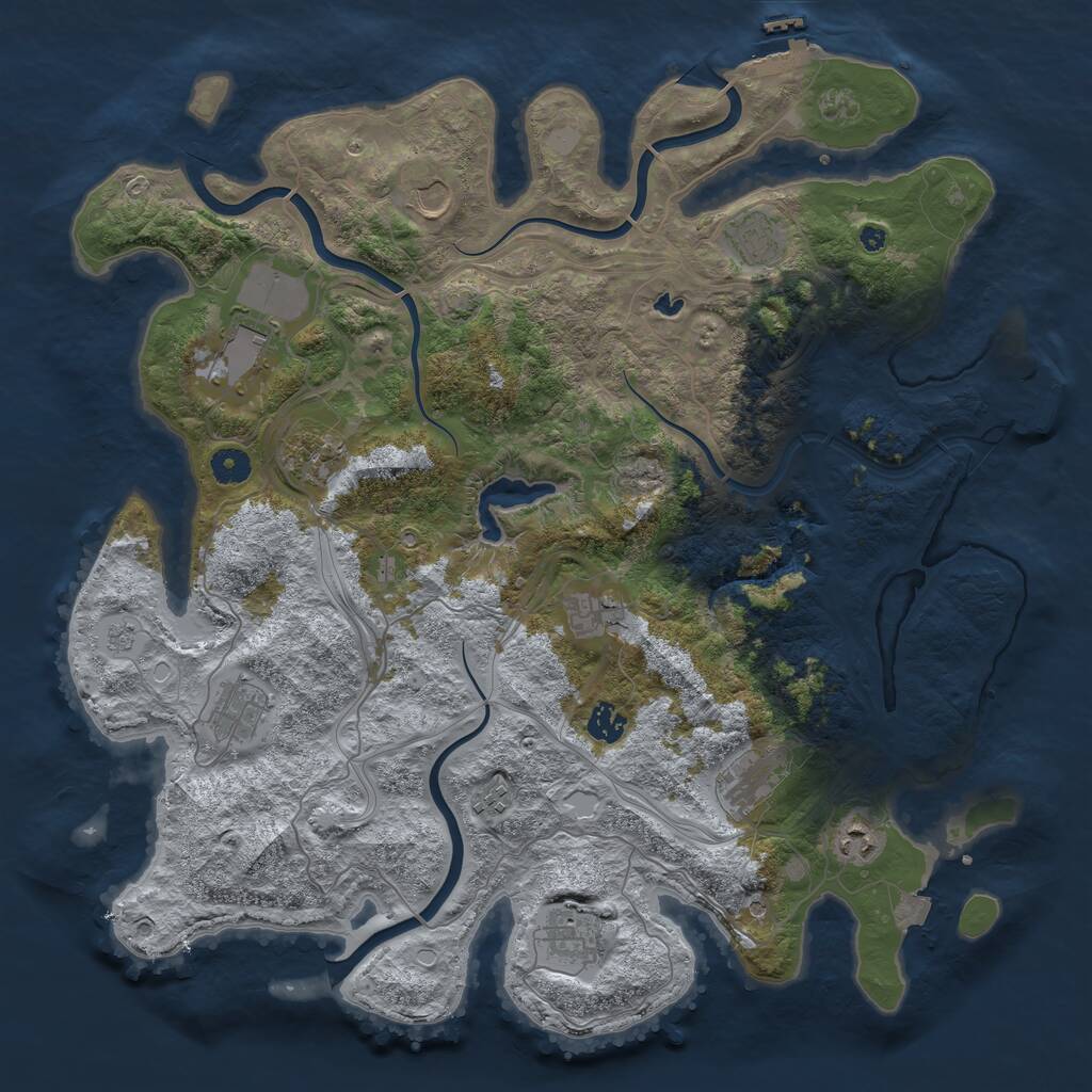 Rust Map: Procedural Map, Size: 4300, Seed: 917611478, 17 Monuments