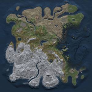 Thumbnail Rust Map: Procedural Map, Size: 4300, Seed: 917611478, 17 Monuments