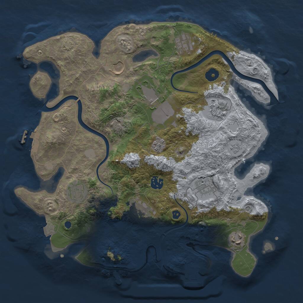 Rust Map: Procedural Map, Size: 3500, Seed: 1805576835, 16 Monuments
