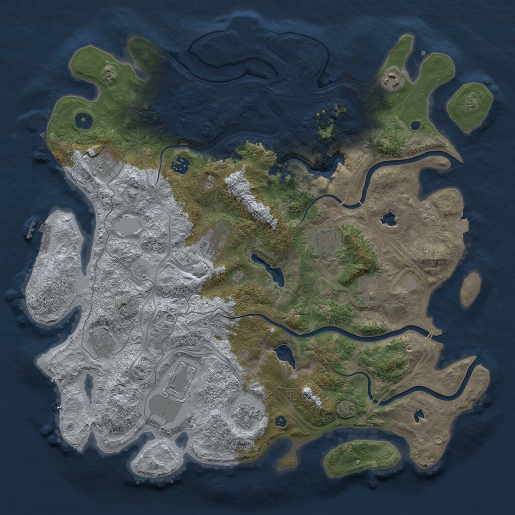 Rust Map: Procedural Map, Size: 4500, Seed: 334, 16 Monuments