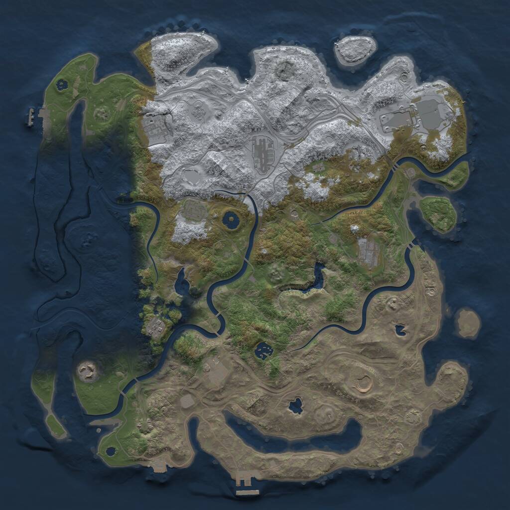 Rust Map: Procedural Map, Size: 4500, Seed: 22312180, 17 Monuments