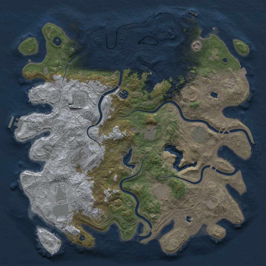 Rust Map: Procedural Map, Size: 4500, Seed: 454299118, 17 Monuments