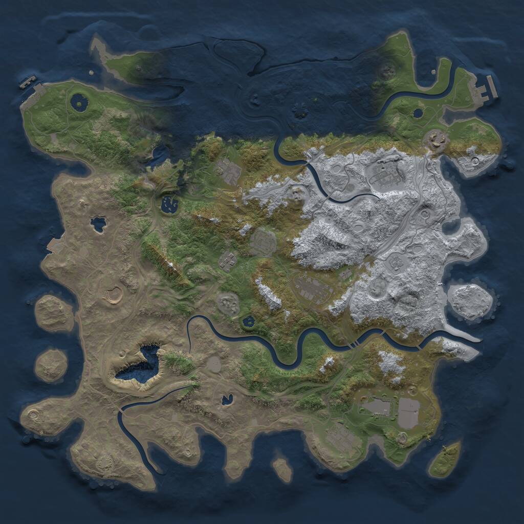 Rust Map: Procedural Map, Size: 4500, Seed: 141064932, 16 Monuments