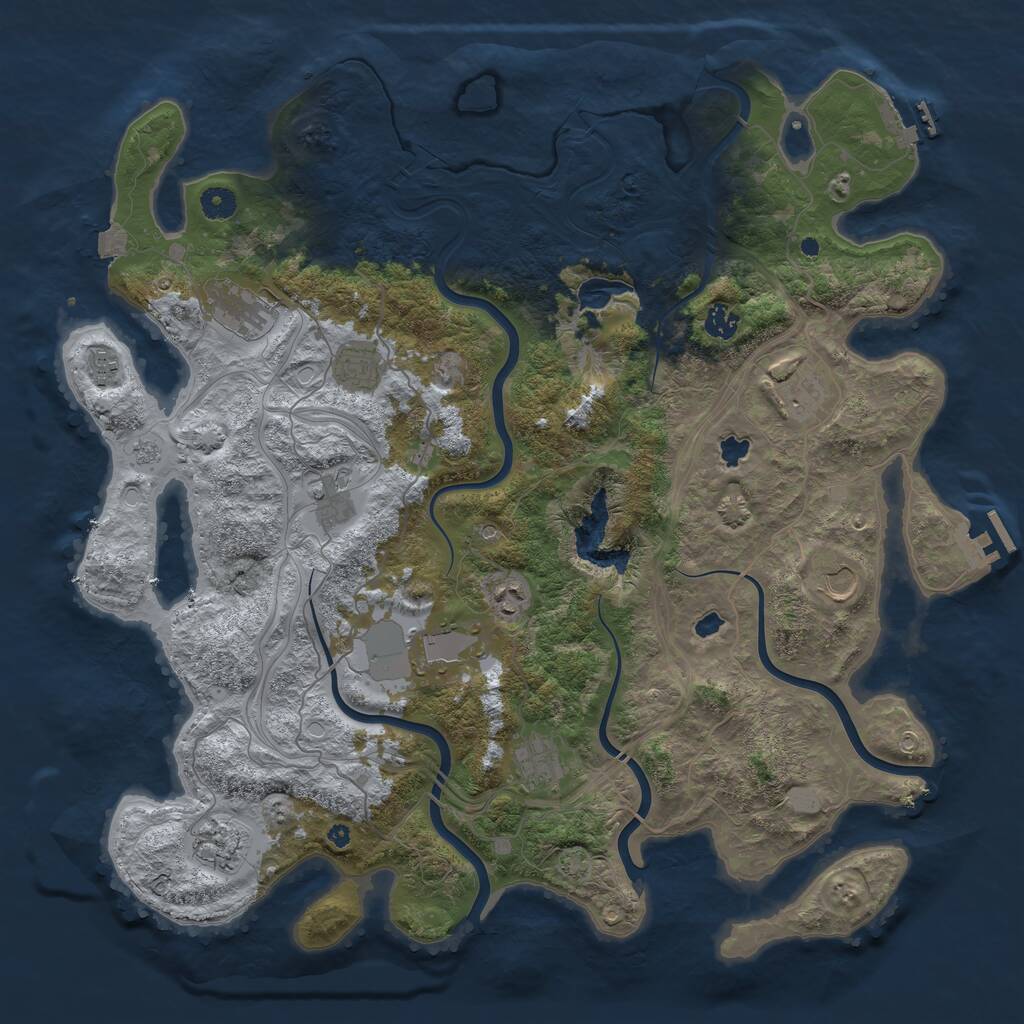 Rust Map: Procedural Map, Size: 4500, Seed: 1912706775, 17 Monuments