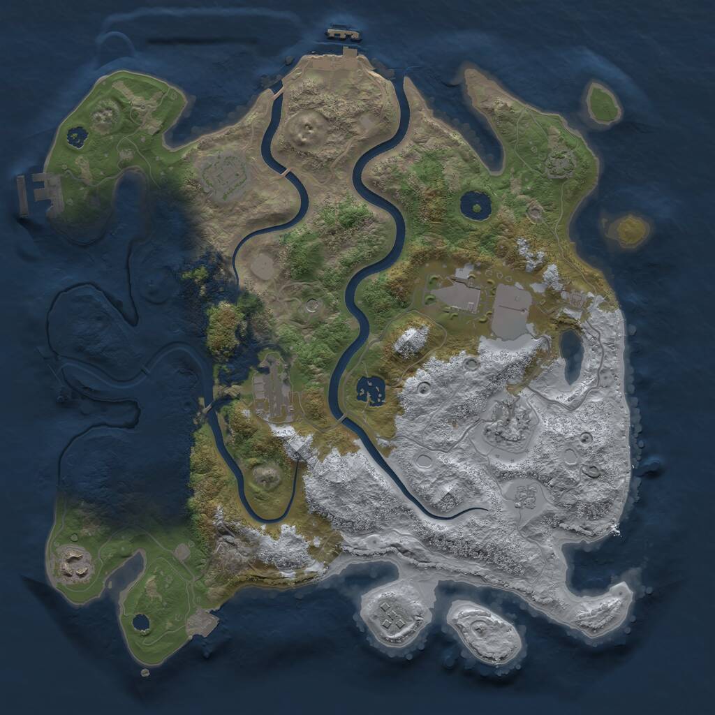 Rust Map: Procedural Map, Size: 3500, Seed: 1058872045, 13 Monuments