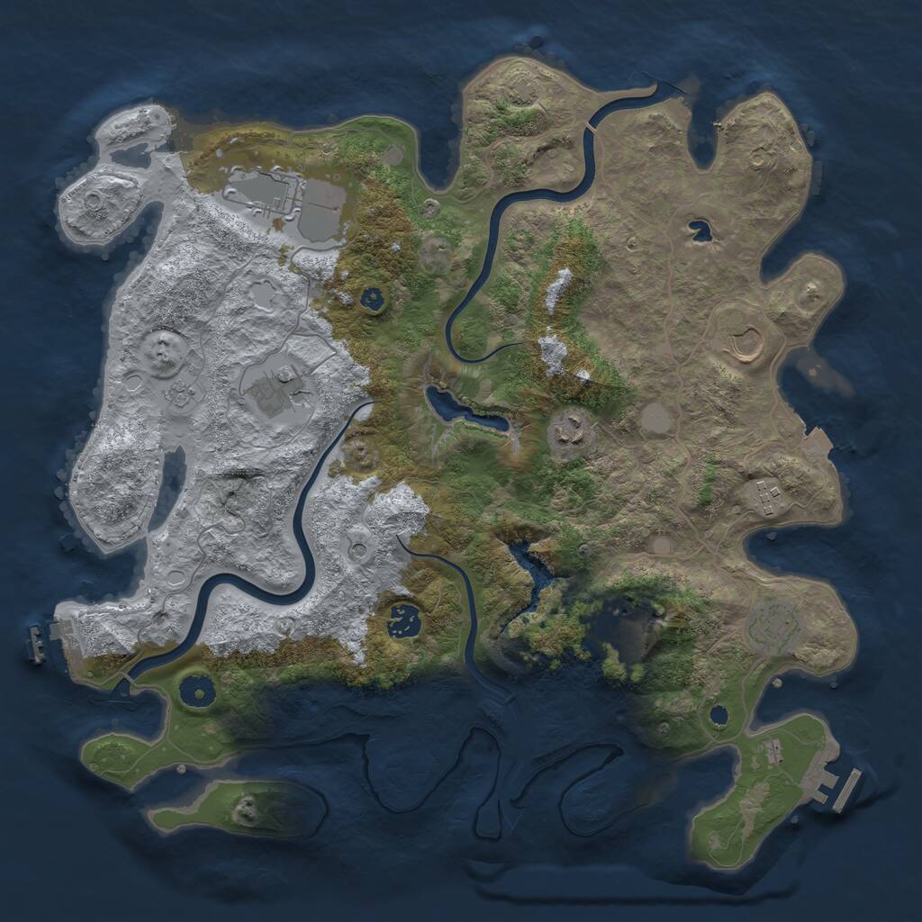 Rust Map: Procedural Map, Size: 4000, Seed: 1319898805, 14 Monuments