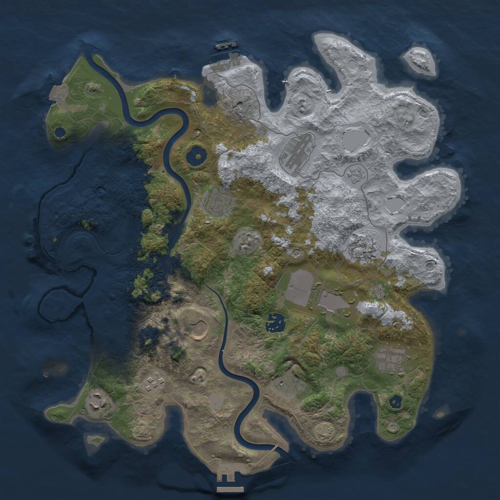 Rust Map: Procedural Map, Size: 3750, Seed: 789370014, 16 Monuments