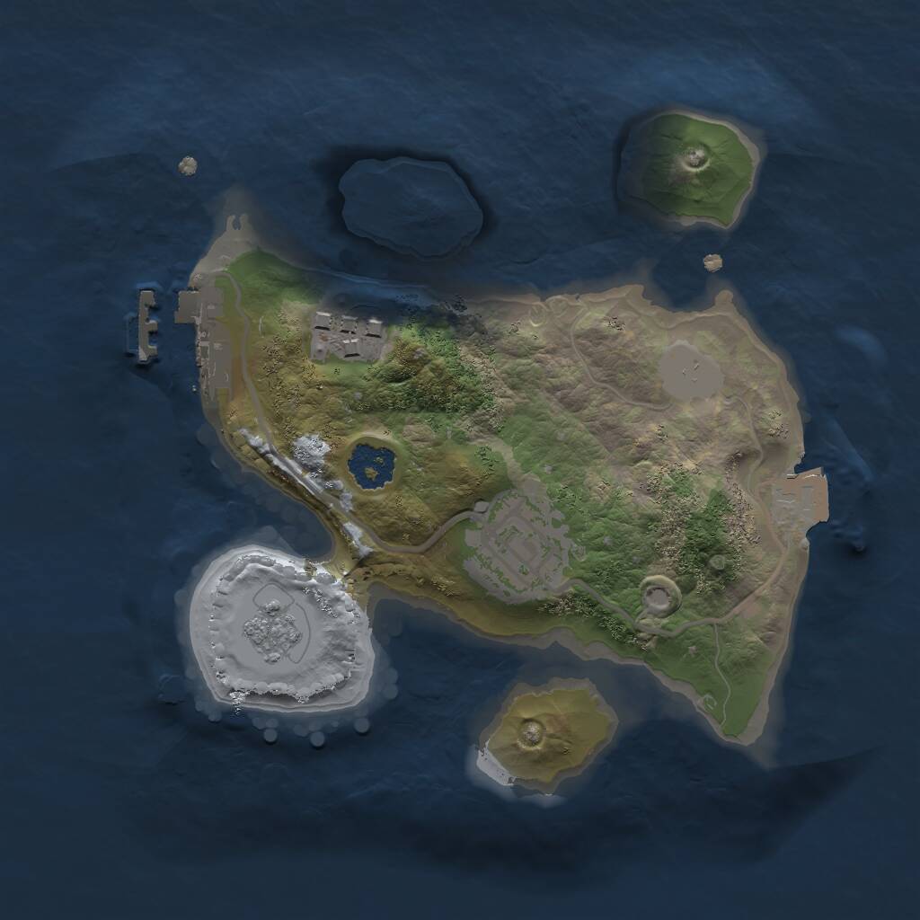 Rust Map: Procedural Map, Size: 2000, Seed: 1228594631, 5 Monuments