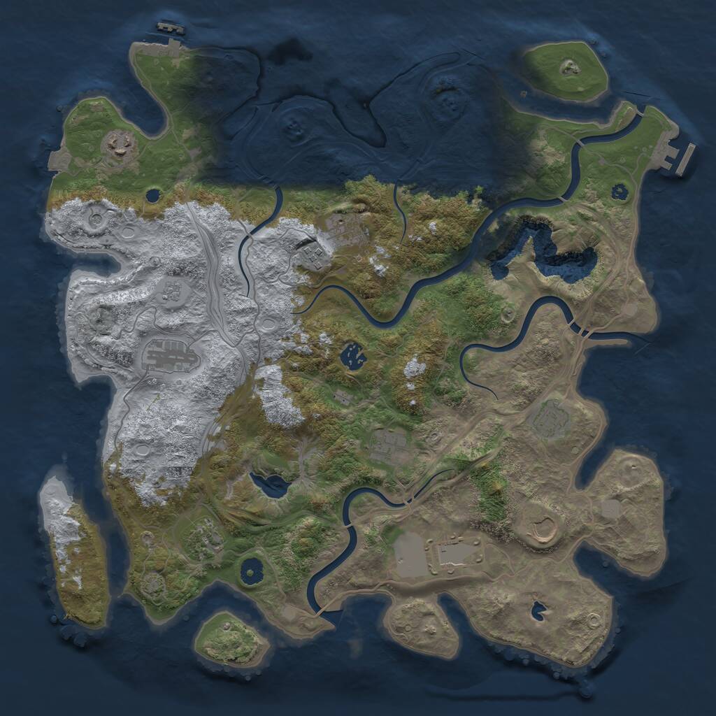 Rust Map: Procedural Map, Size: 4250, Seed: 800655946, 16 Monuments