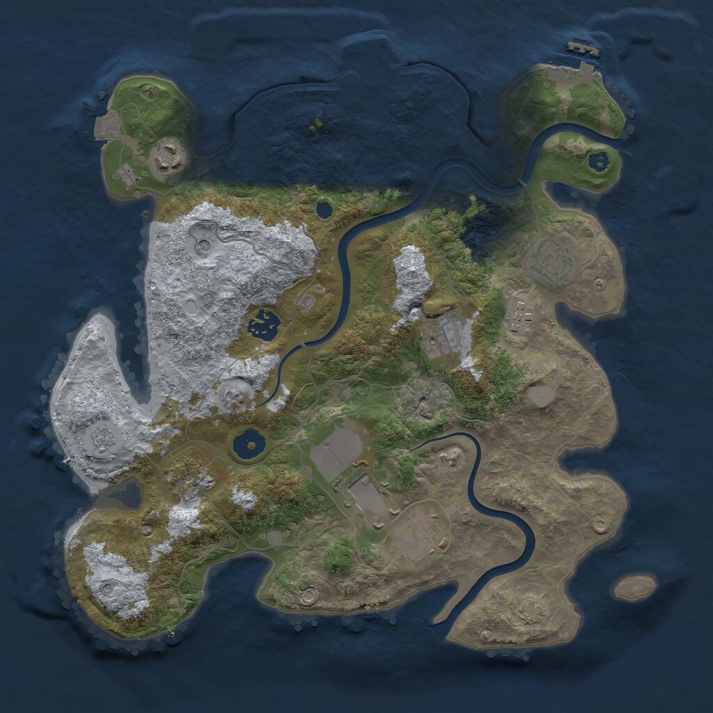 Rust Map: Procedural Map, Size: 3500, Seed: 335437257, 14 Monuments