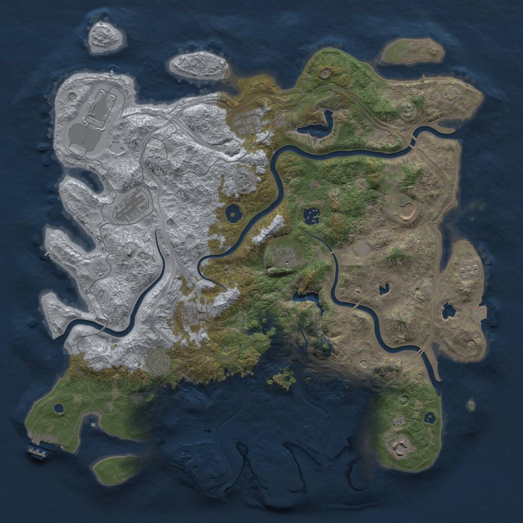 Rust Map: Procedural Map, Size: 4500, Seed: 3422248, 16 Monuments