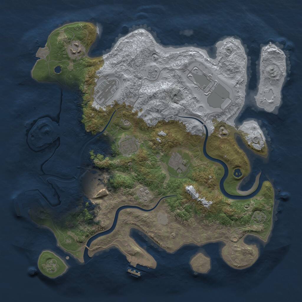 Rust Map: Procedural Map, Size: 3500, Seed: 2038372234, 13 Monuments