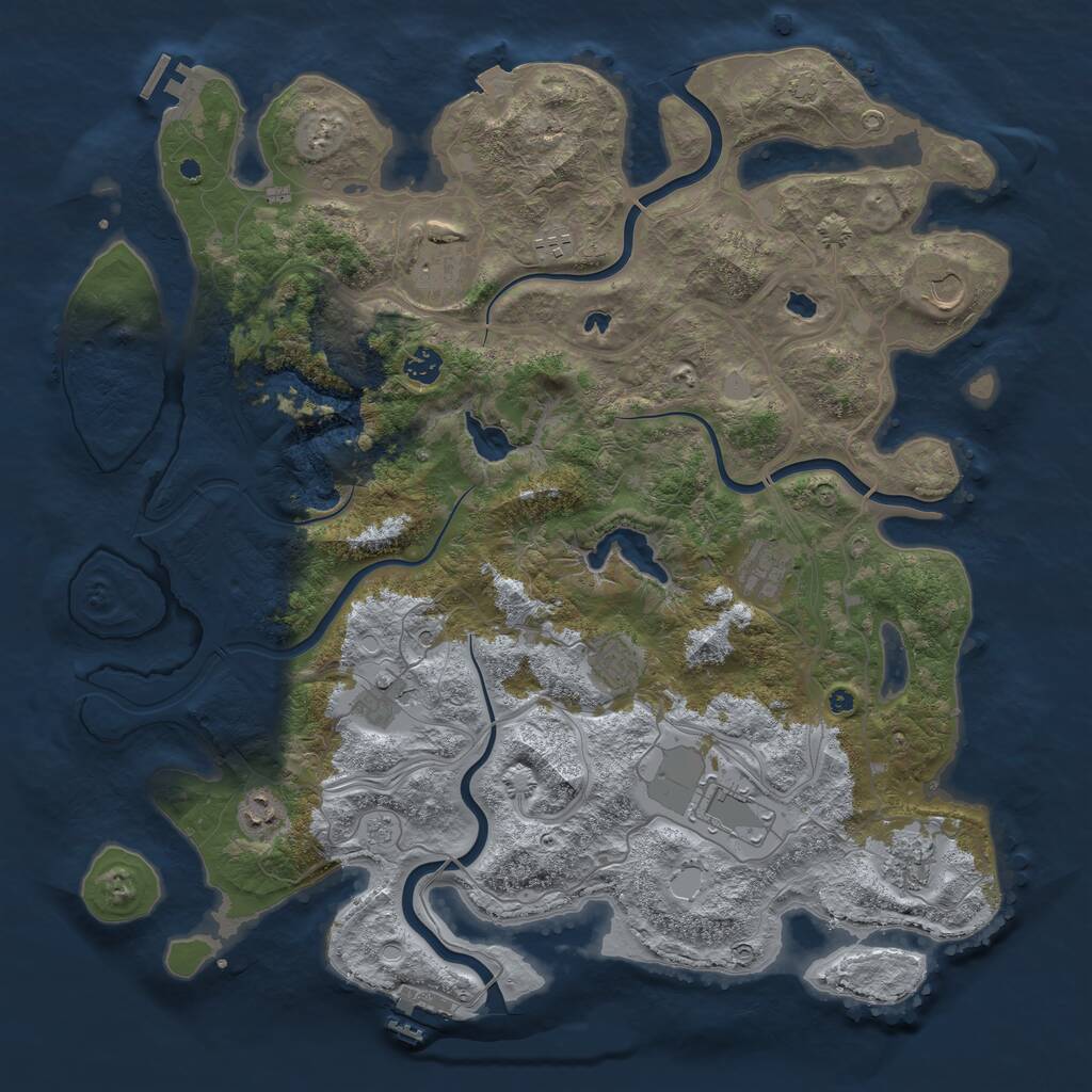 Rust Map: Procedural Map, Size: 4500, Seed: 2000244304, 16 Monuments