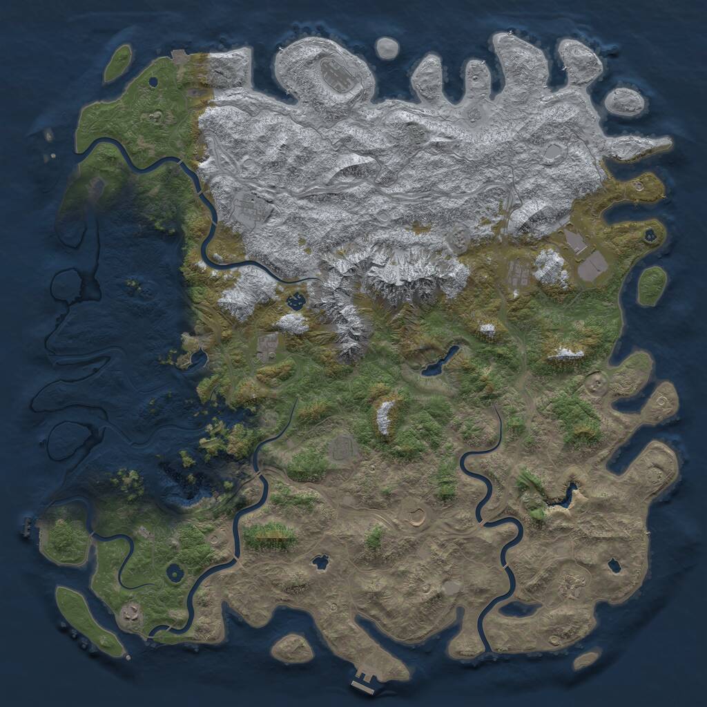 Rust Map: Procedural Map, Size: 6000, Seed: 204671761, 17 Monuments