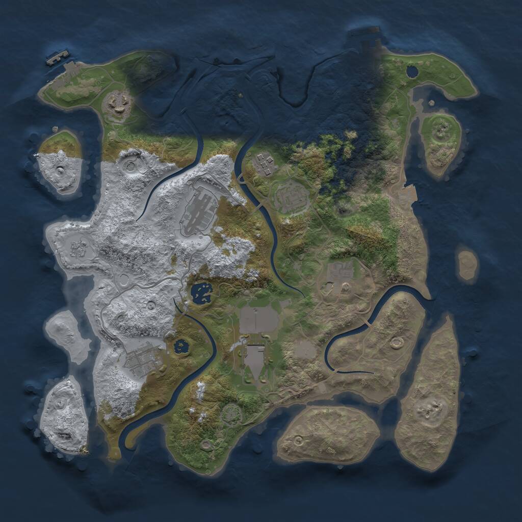 Rust Map: Procedural Map, Size: 3500, Seed: 1439439850, 14 Monuments