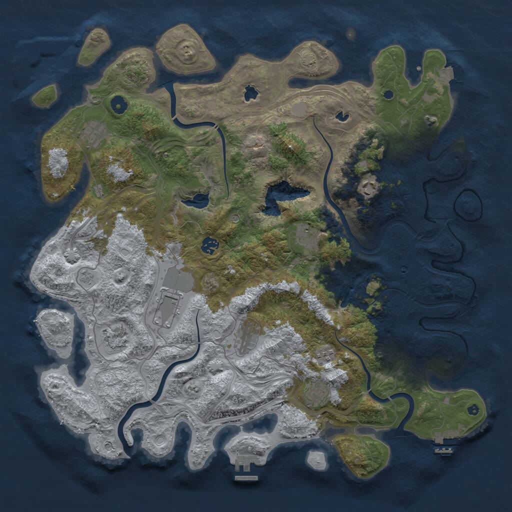 Rust Map: Procedural Map, Size: 4500, Seed: 291568143, 15 Monuments
