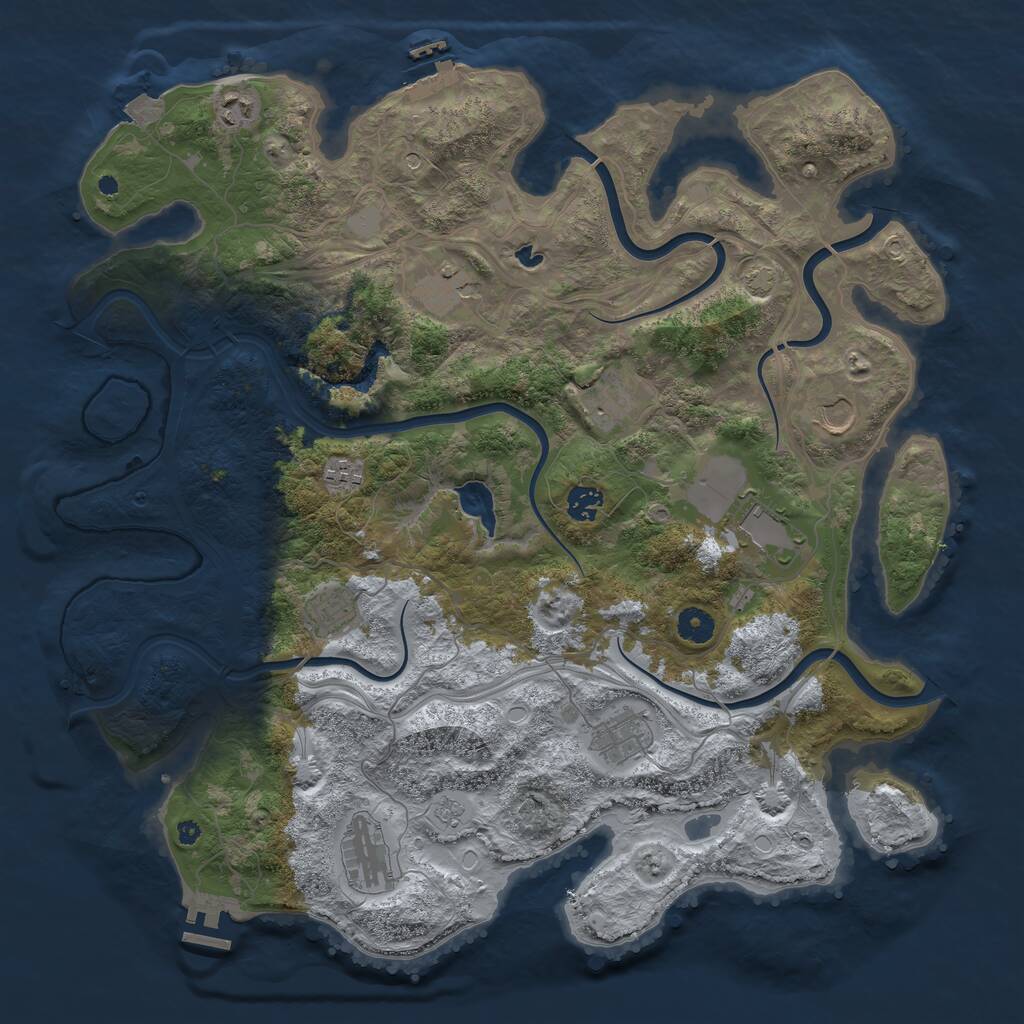 Rust Map: Procedural Map, Size: 4250, Seed: 1073500653, 16 Monuments
