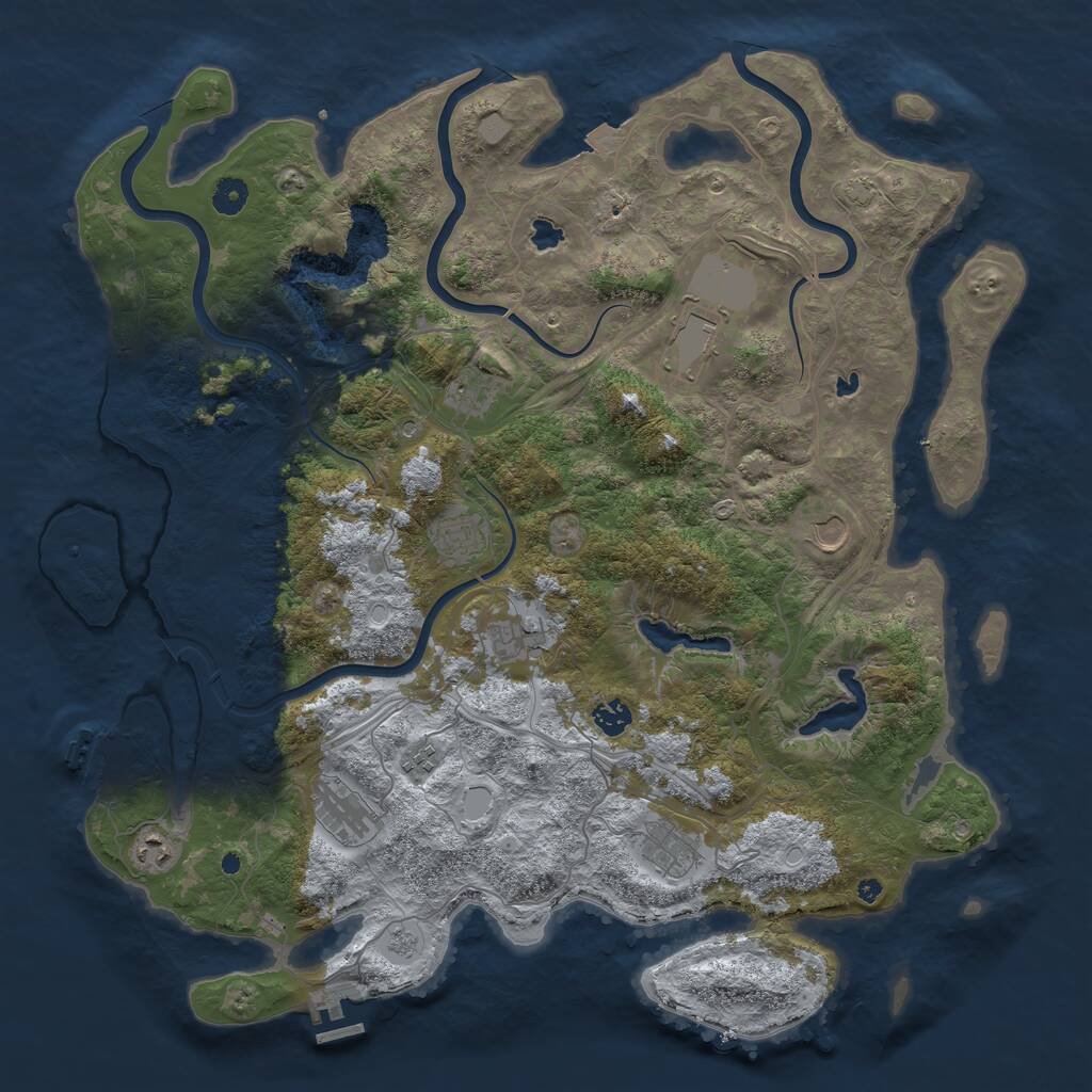 Rust Map: Procedural Map, Size: 4500, Seed: 552986928, 16 Monuments