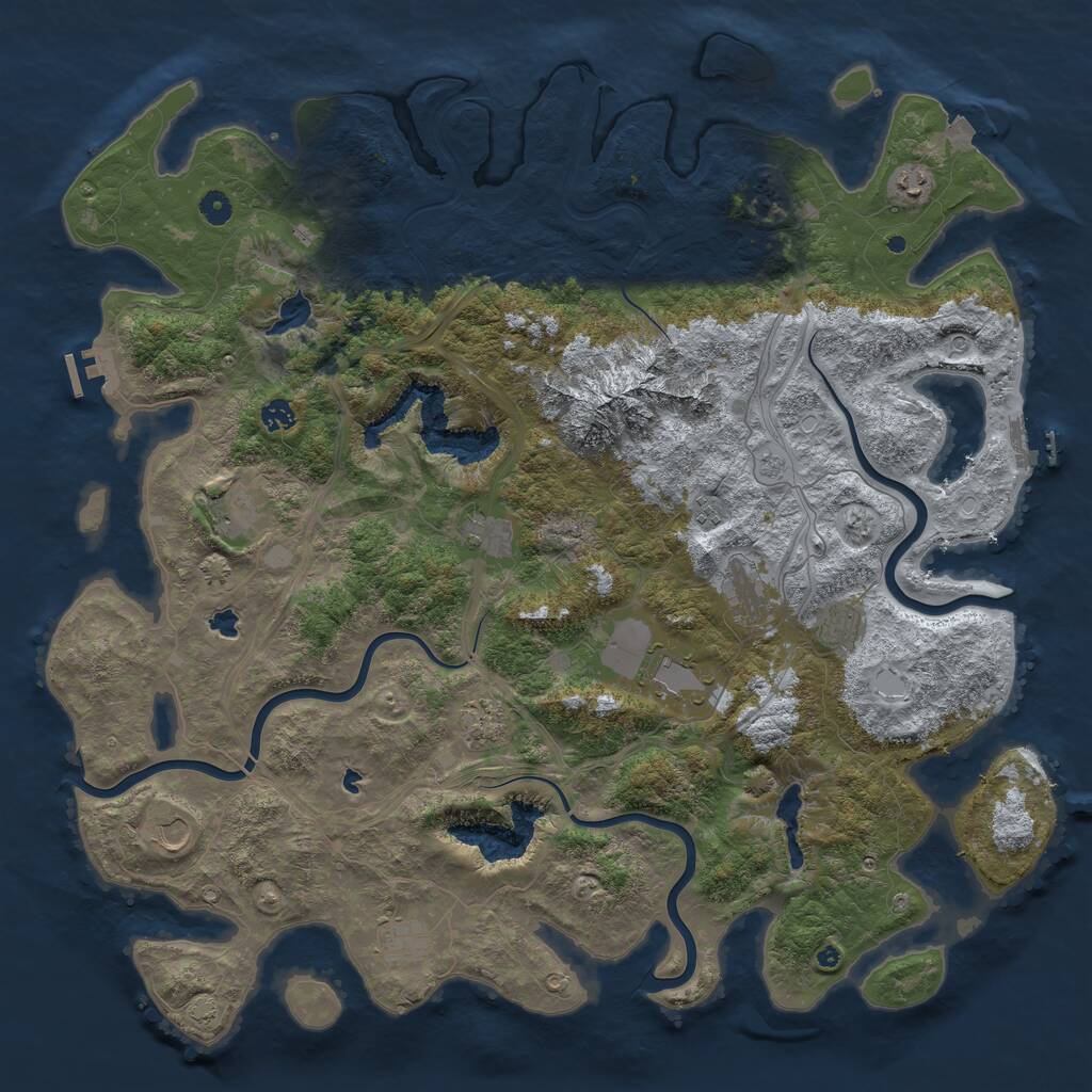 Rust Map: Procedural Map, Size: 5000, Seed: 739934049, 17 Monuments