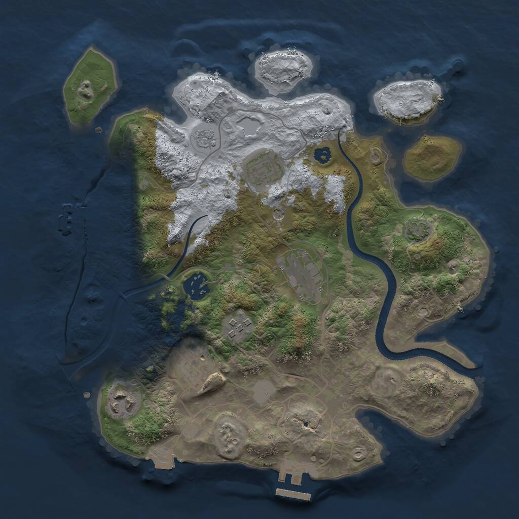 Rust Map: Procedural Map, Size: 3000, Seed: 74885, 12 Monuments