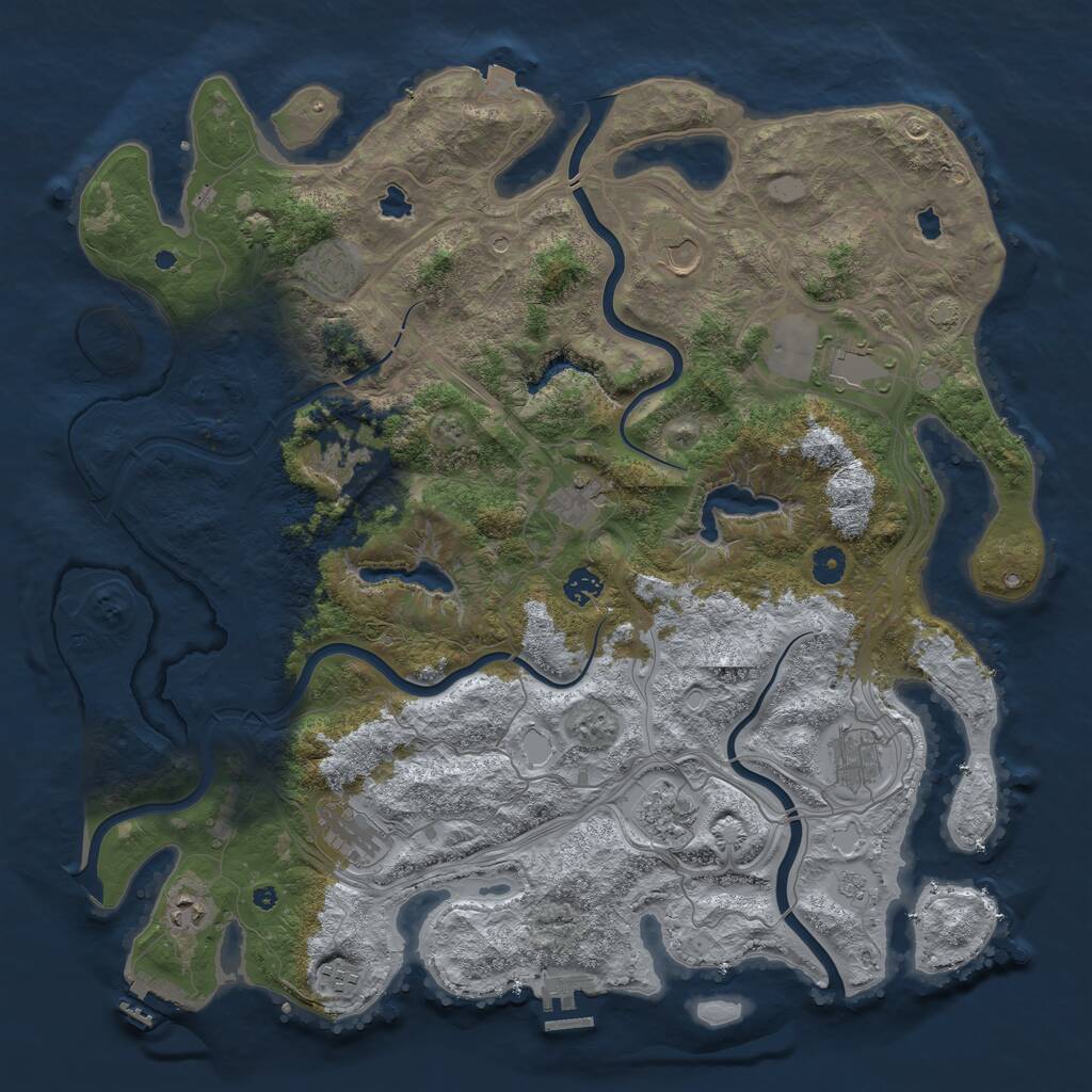 Rust Map: Procedural Map, Size: 4500, Seed: 1367899461, 17 Monuments