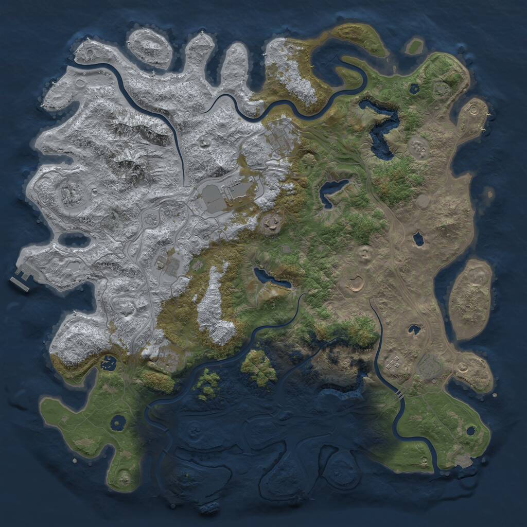 Rust Map: Procedural Map, Size: 5000, Seed: 12369, 16 Monuments