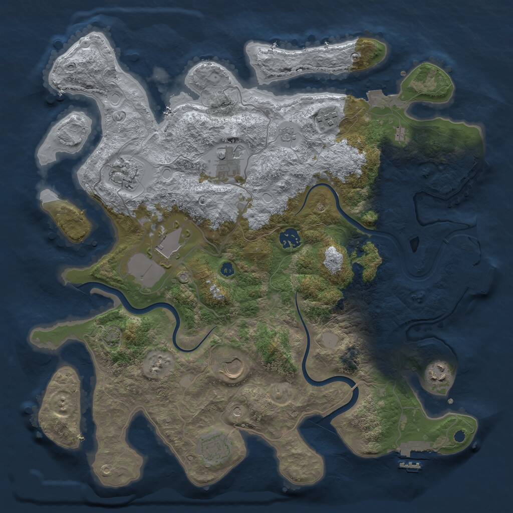 Rust Map: Procedural Map, Size: 3750, Seed: 9905582, 14 Monuments