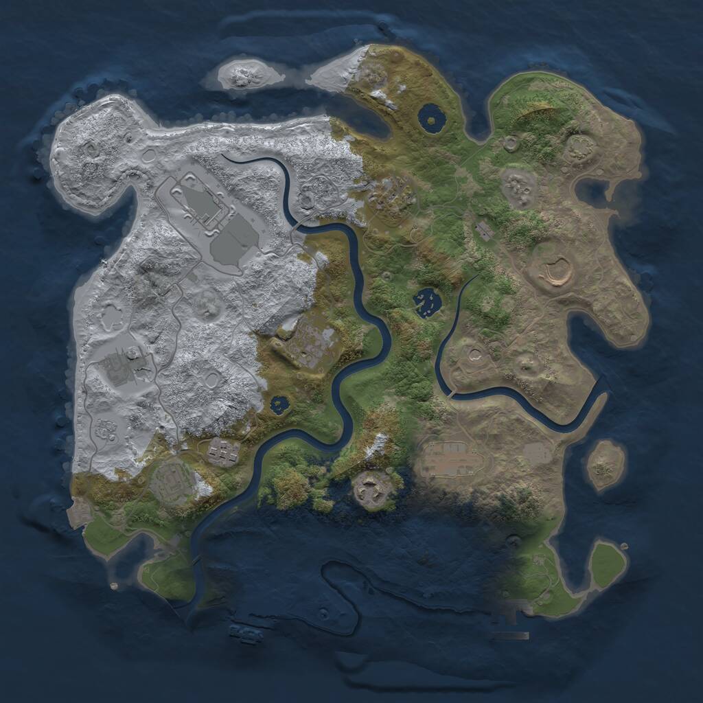 Rust Map: Procedural Map, Size: 3750, Seed: 1780747231, 16 Monuments