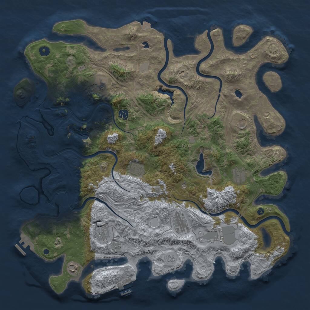 Rust Map: Procedural Map, Size: 4500, Seed: 1893476442, 16 Monuments