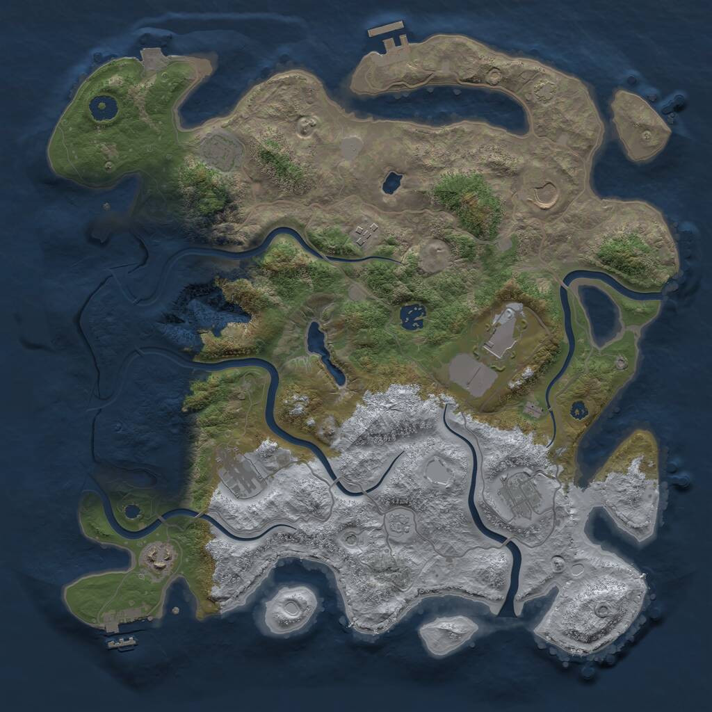 Rust Map: Procedural Map, Size: 4000, Seed: 96826, 14 Monuments
