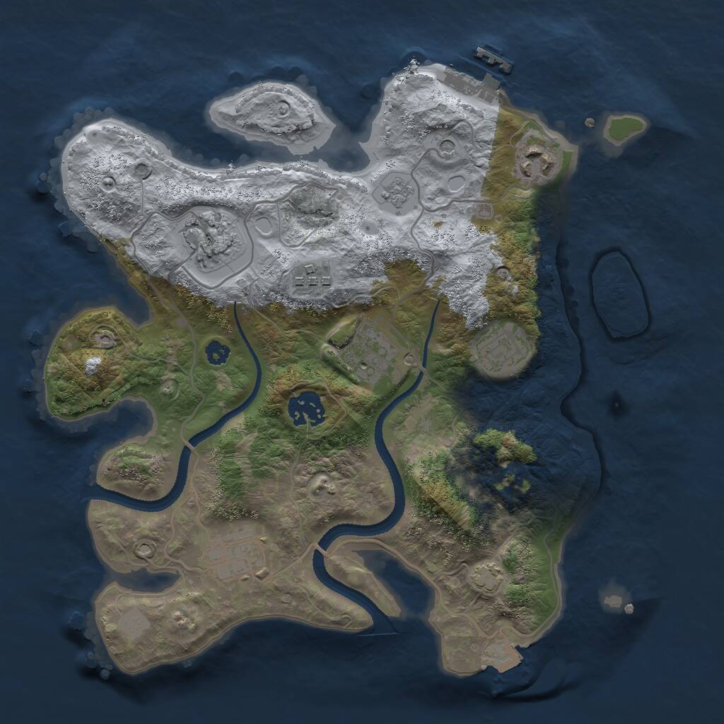 Rust Map: Procedural Map, Size: 3000, Seed: 744137269, 12 Monuments