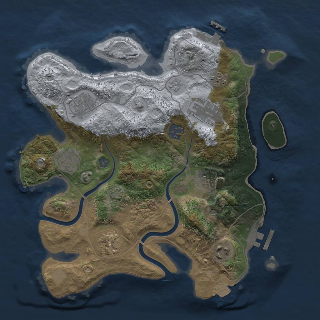 Rust Map: Procedural Map, Size: 3000, Seed: 744137269, 16 Monuments